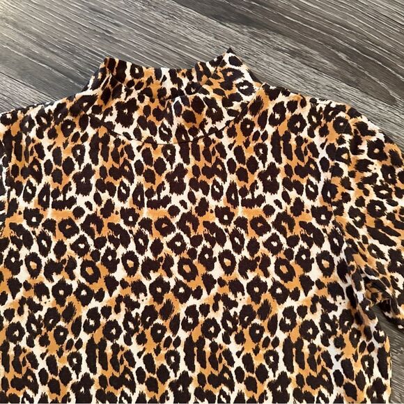 Anthropologie Animal Print Short Sleeve Mockneck - Picture 3 of 8